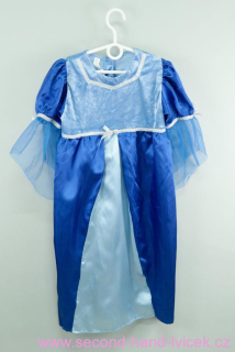 Dívčí modré saténové karnevalové šaty 5 - 7 let