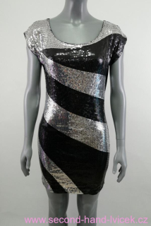 Černo-stříbrné flitrové šaty Select Boutique vel. 40