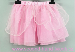 Růžová tylová sukně s třpytkami - pas 48-70