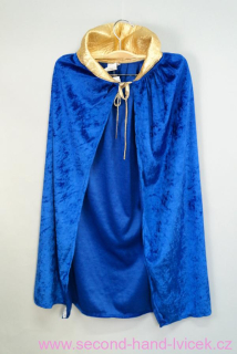 Modrý sametový plášť se zlatým límcem vel. 4-6 let