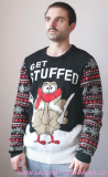 Pánský černý vánoční svetr s krocanem "Get stuffed"  vel. L