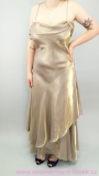 Zlatavé dlouhé společenské šaty na ramínka