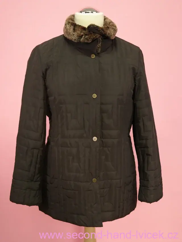 Prošívaná bunda s kožešinovým límcem Gabriella Benelli vel. 38