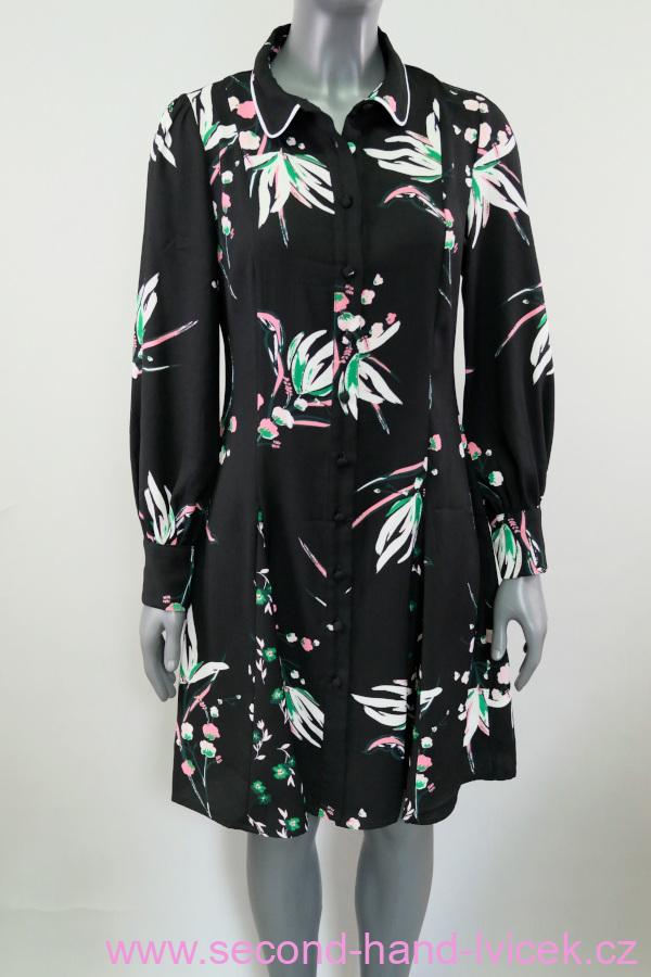 Košilové šaty Marks&spencer s barevnými květy vel. 36
