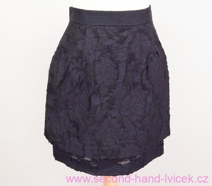 Tmavě modrá společenská sukně H&M vel. 38