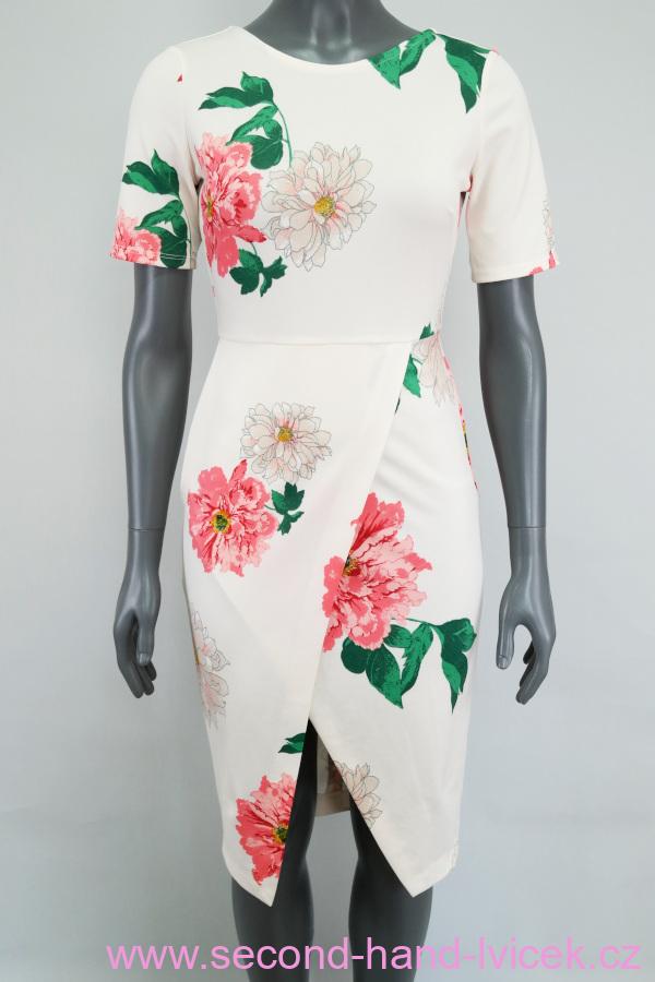 Béžové šaty s květy asos vel. 32