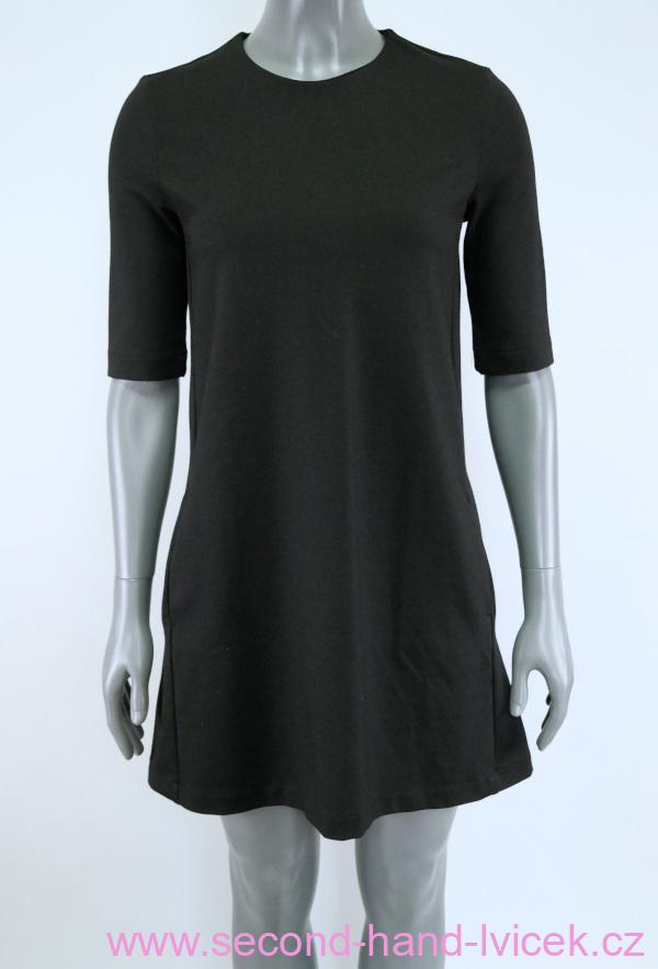 Černé basic šaty s krátkým rukávem H&M vel. XS