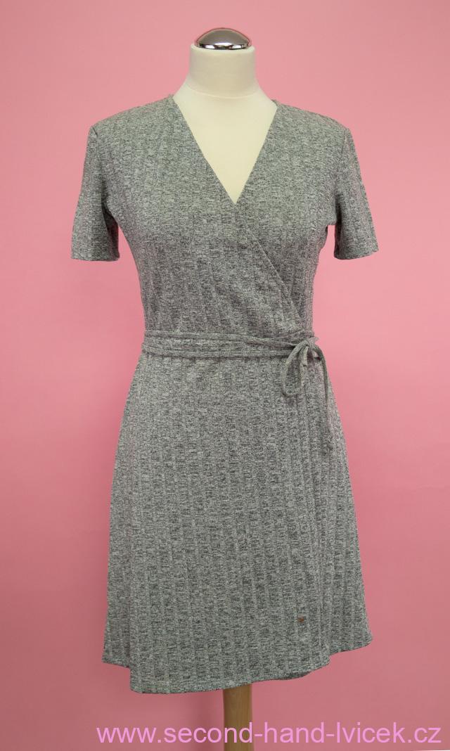 ZARA šedé úpletové zavinovací šaty 5039/281/803 vel. M