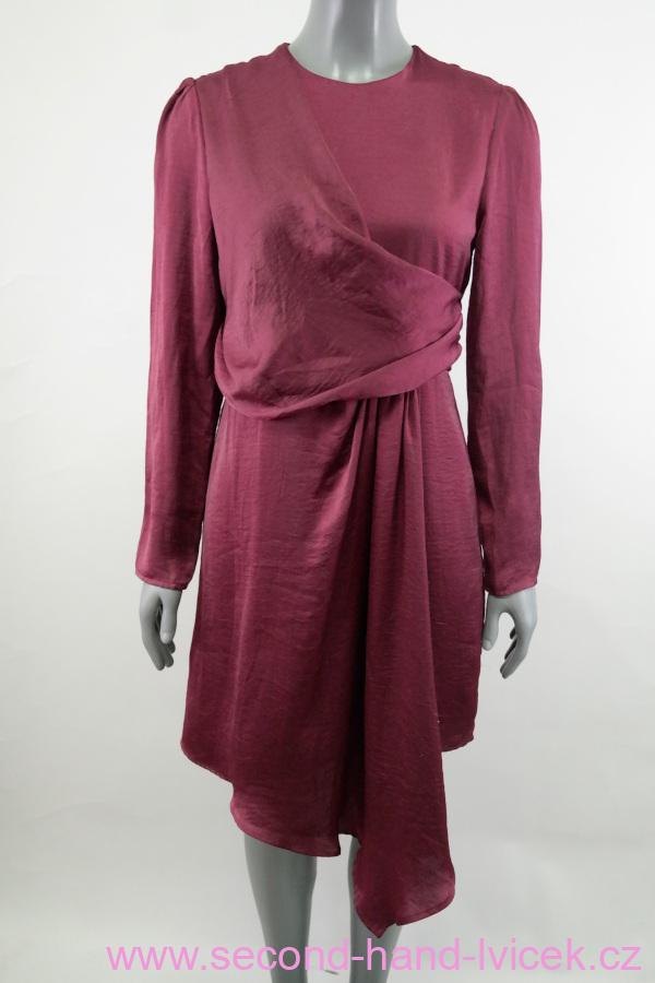 Vínové řasené šaty Mohito vel. 34
