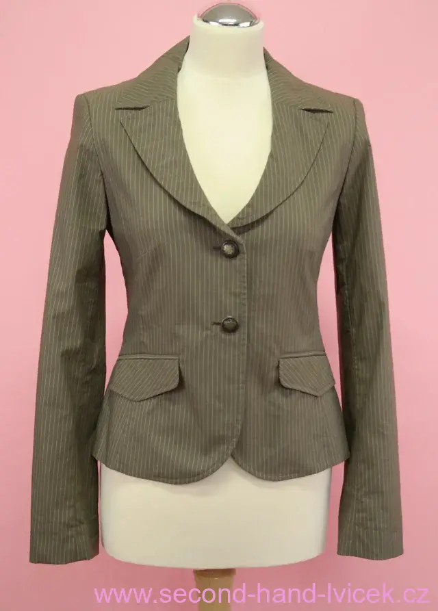 Khaki sako s jemným proužkem comma, vel. 34