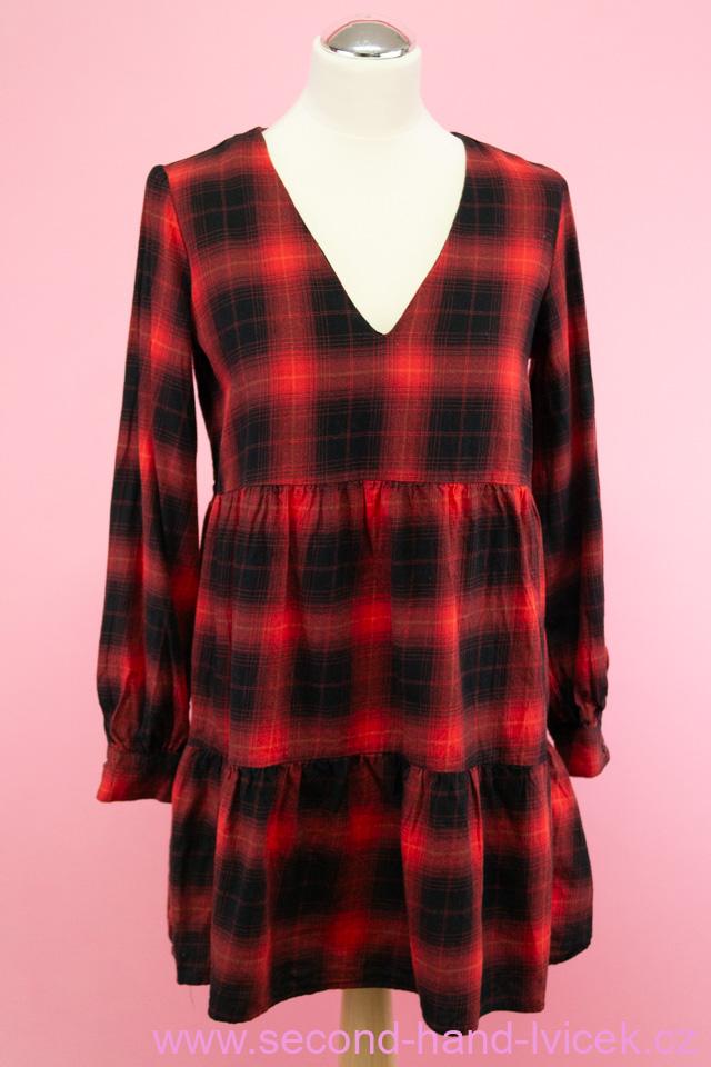 Červené kostkované minišaty/tunika H&M vel. S