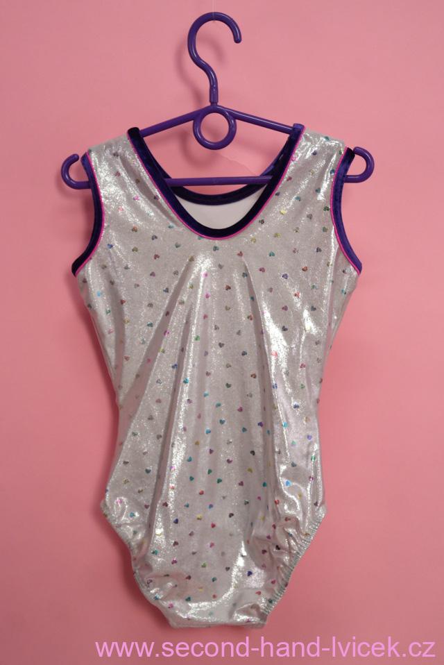 Gymnastický/taneční dres Z se srdíčky vel. 10-12 let