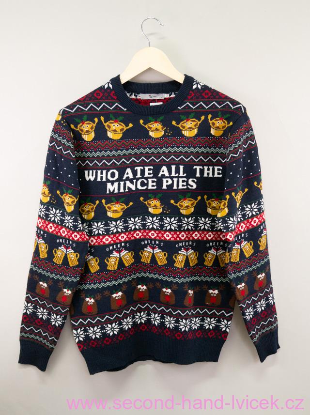 Pánský tmavě modrý vánoční svetr vel. S