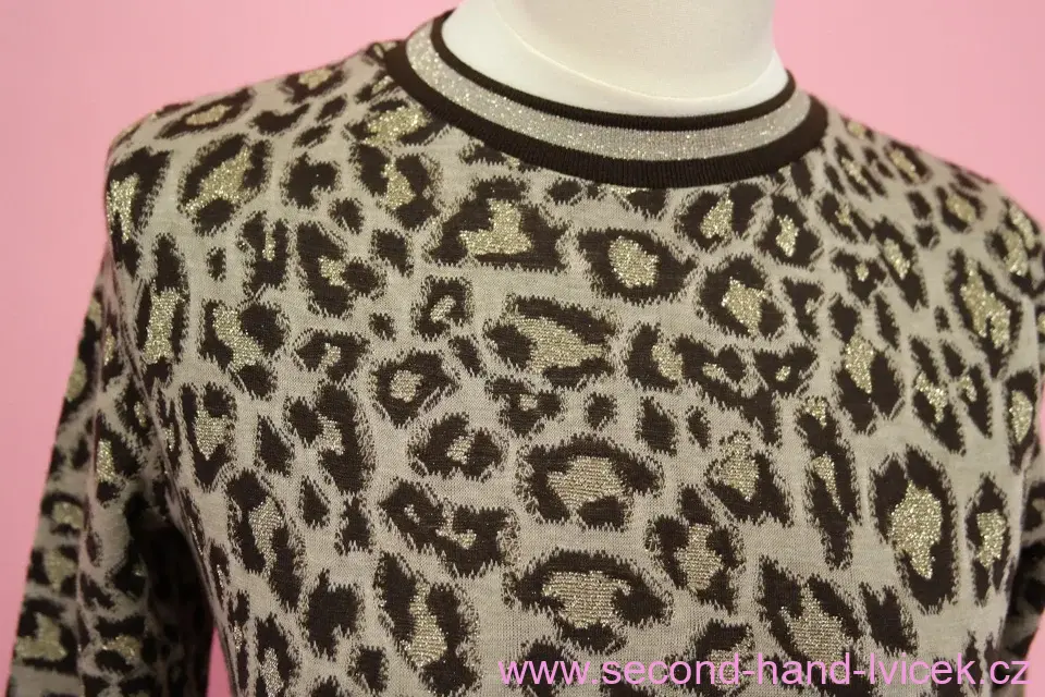 H&M hnědé úpletové šaty se zvířecím vzorem vel. S