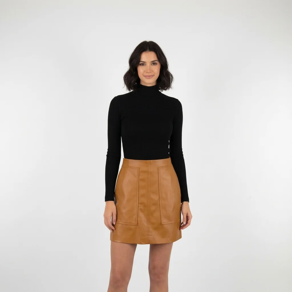 Hnědá koženková sukně H&M vel. 38