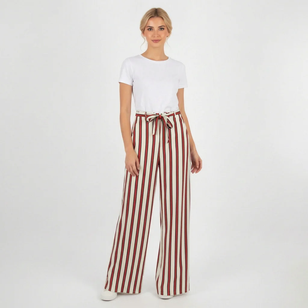 PULL&BEAR pruhované palazzo kalhoty vel. S