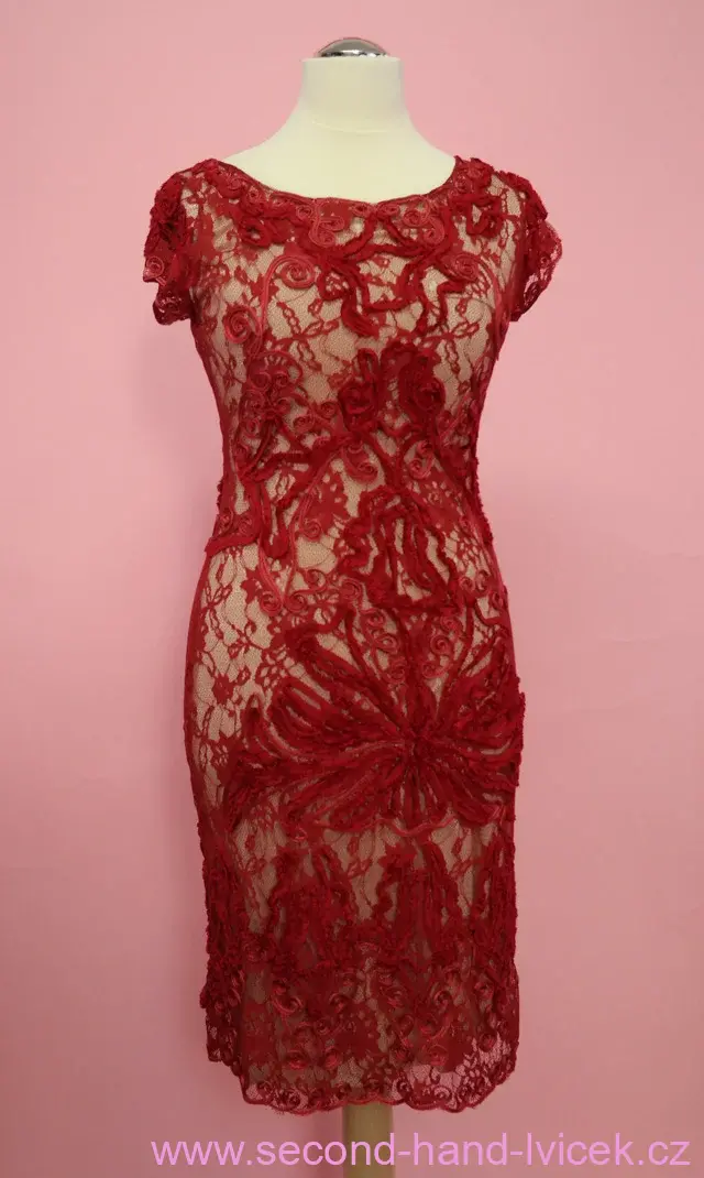 Phase Eight červené krajkové šaty vel. 40