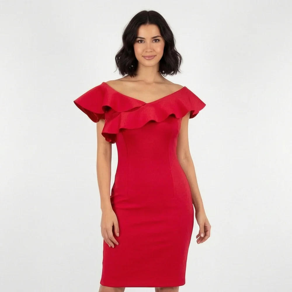 Červené bardot šaty GUESS vel. S