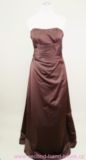 Čokoládově hnědé korzetové šaty s korálky Alfred Angelo vel. 38