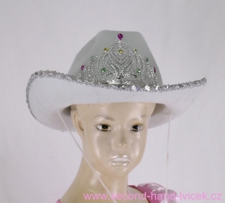 Dámský bílý kovbojský klobouk s tiárou  