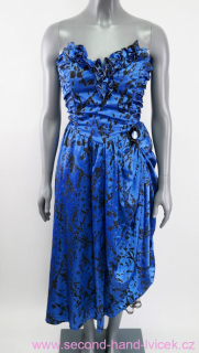 Vintage modré korzetové šaty s třpytkami Gina Bacconi vel. 42