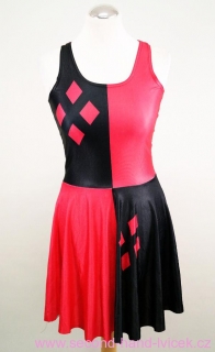 Dámské černo-červené karnevalové šaty Harlekýn