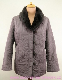 Elegantní vyšívaná bunda/kabátek s kožešinovým límcem vel. 42