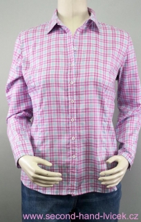Růžová kostkovaná košile s dlouhým rukávem vel. 48
