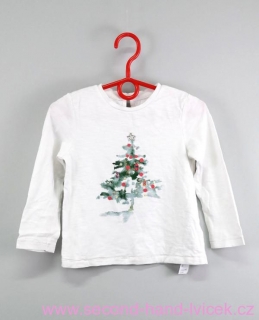 Bílé vánoční triko se stromečkem Next vel. 2 roky