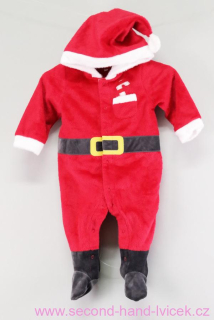Huňatý overal Santa s kapuckou 3-6 měsíců