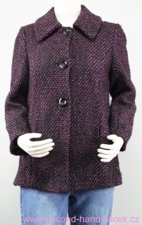 Černo-fialový vlněný kabátek vel. 46