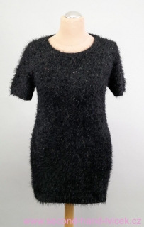 Černé pletené šaty/tunika s barevnými nopkami vel. 46