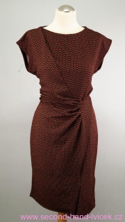 Hnědé vzorované šaty s ozdobným řasením vel. 40
