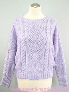 Světlounce fialkový svetr s osmičkovým vzorem vel. 36