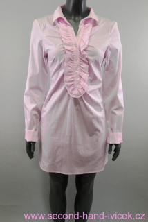 Světlounce růžové košilové šaty/tunika s fiží vel. M