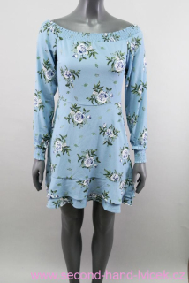 Romantické modré šaty s květy H&M vel. 36