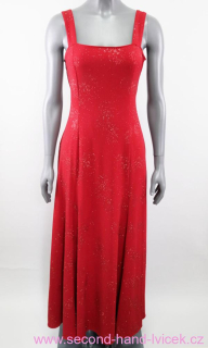 Červené dlouhé společenské šaty s třpytkami