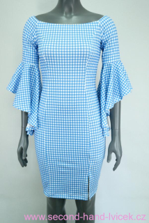 Modro-bílé šaty se vzorem vichy kostka BODYFLIRT vel. XS