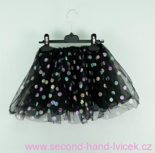 Dívčí černá sukně s třpytivými puntíky - pas 46-69