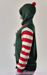 Vánoční skřítek - svetr s kapucí vel.L/UNISEX