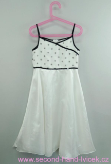 Dívčí bílé šaty s puntíky vel. 134