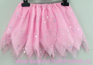 Růžová tylová sukně s třpytkami - pas 42-70 cm