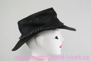 Černý kožený kovbojský klobouk Hawkins   