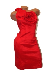 Dámské červené symetrické šaty na jedno rameno